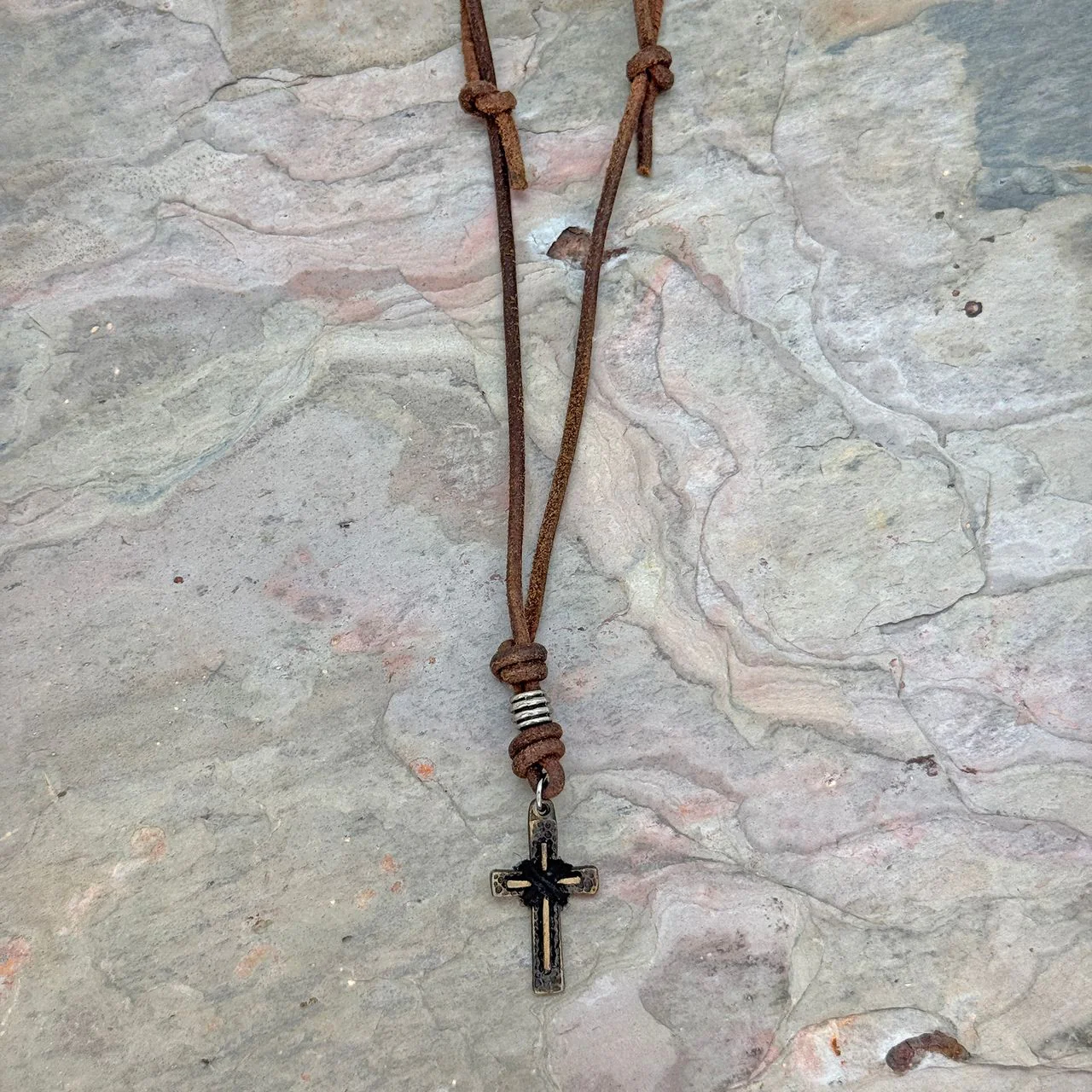 Anju Jewelry - Aadi Cross Leather Necklace - Image 3