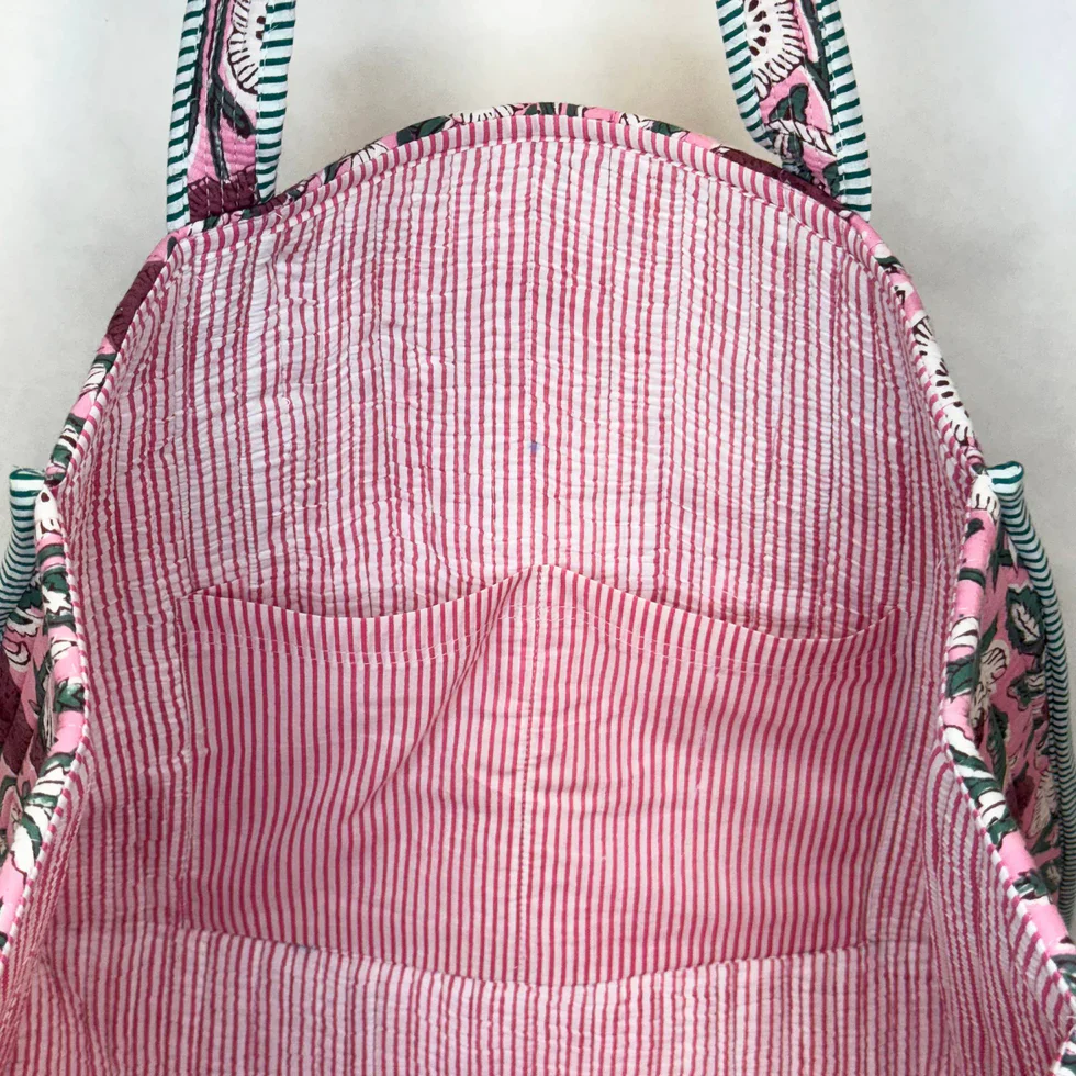 Anju Jewelry - Quilted Tote, Fuchsia Bouquet - Image 5