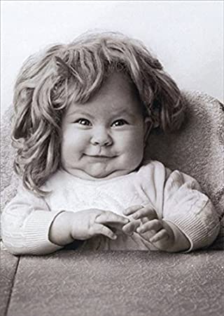 Avanti - Baby Wearing Wig Belated Birthday Card