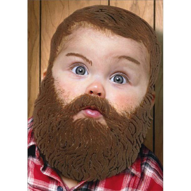 Avanti - Baby with Full Beard Birthday Card