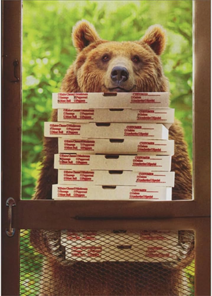 Avanti - Bear with Pizzas Birthday Card