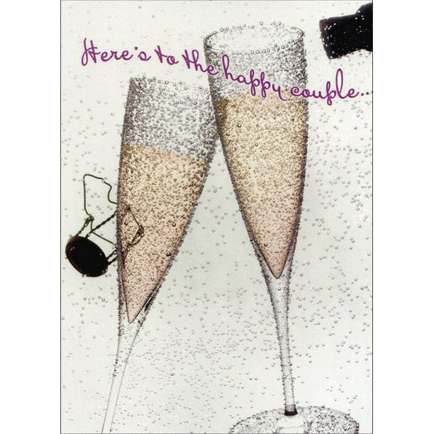 Avanti - Champagne Flute With Bubbles Wedding Card