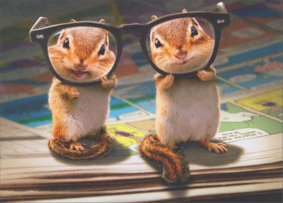 Avanti - Chipmunks with Thick Glasses Birthday Card