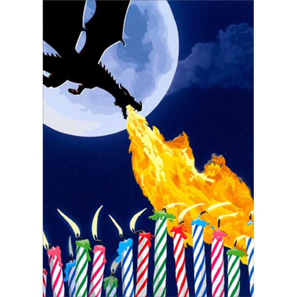 Avanti - Fire Dragon Birthday Cake Card