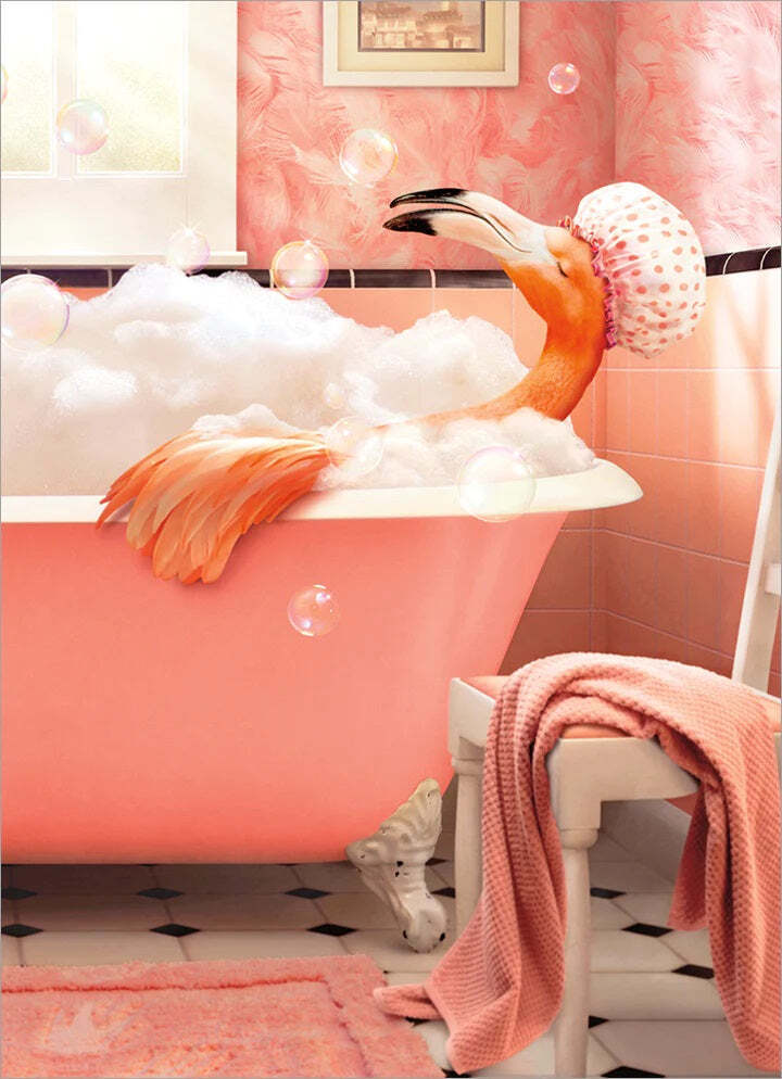 Avanti - Flamingo In a Bubble Bath Birthday Card