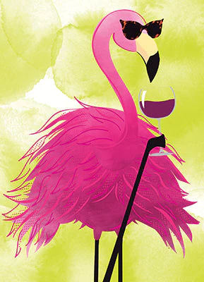 Avanti - Flamingo Wine Toast Birthday Card