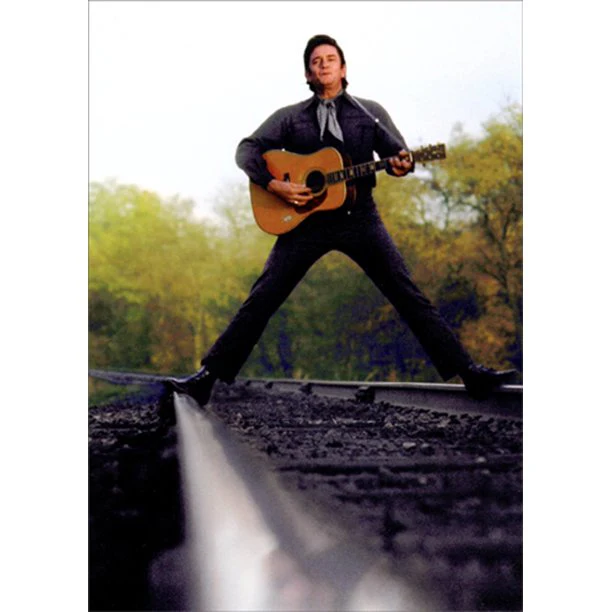 Avanti - Johnny Cash on Train Track Birthday Card