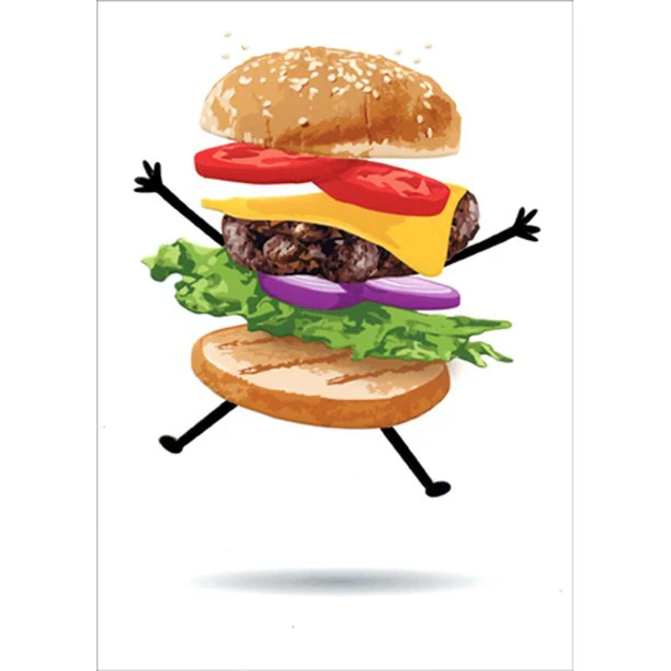Avanti - Jumping Cheeseburger Birthday Card