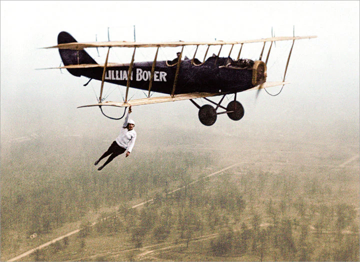 Avanti - Lillian Boyer Hanging from Plane Encouragement Card