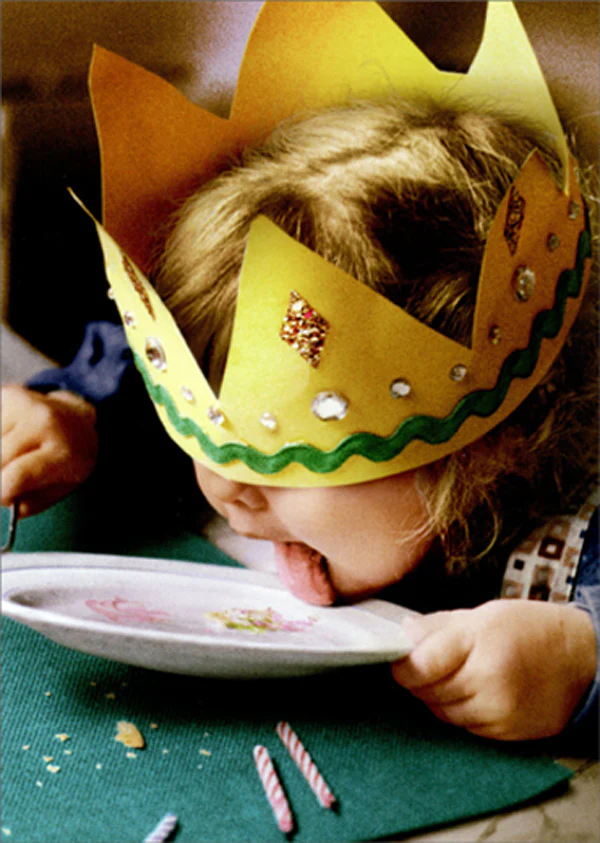 Avanti - Little Girl Licking Plate Birthday Card