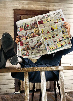 Avanti - Man Reading Newspaper Comics Birthday Card