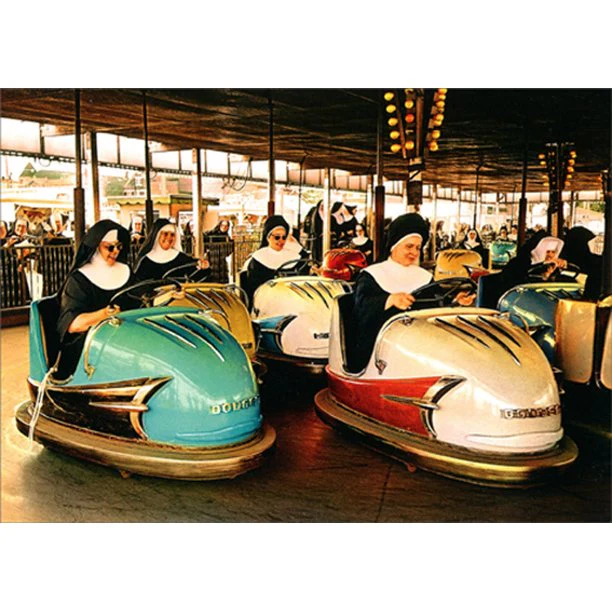 Avanti - Nuns Riding Bumper Cars Birthday Card