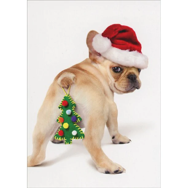 Avanti - Puppy with Ornament Hanging on Tail Christmas Card