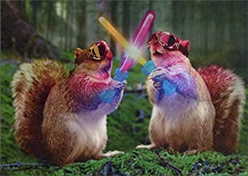 Avanti - Squirrels with Glow Sticks Birthday Card