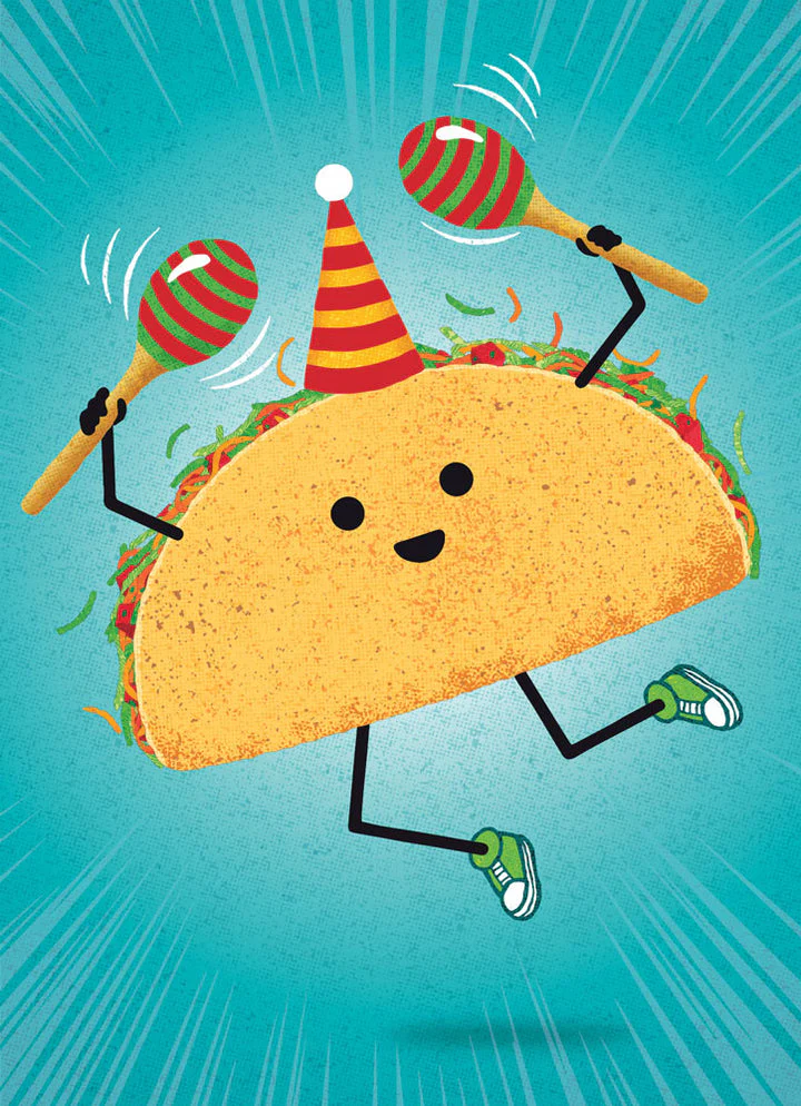 Avanti - Taco with Maracas Birthday Card