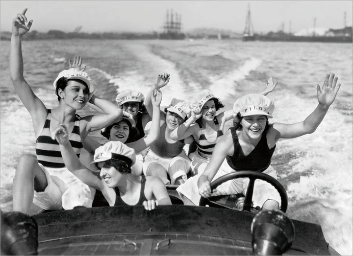 Avanti - Women Driving Boat Birthday Card