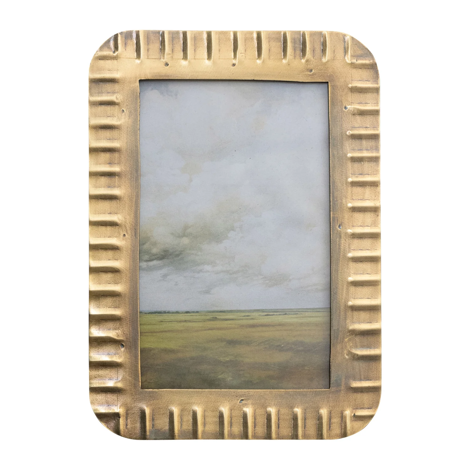 Bloomingville - Antique Brass Finish Ribbed Photo Frame