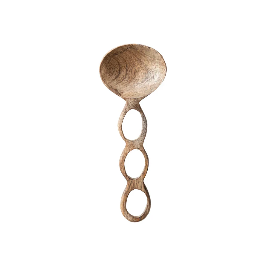 Bloomingville - Carved Mango Wood Spoon with Circle Cut-Out Handle