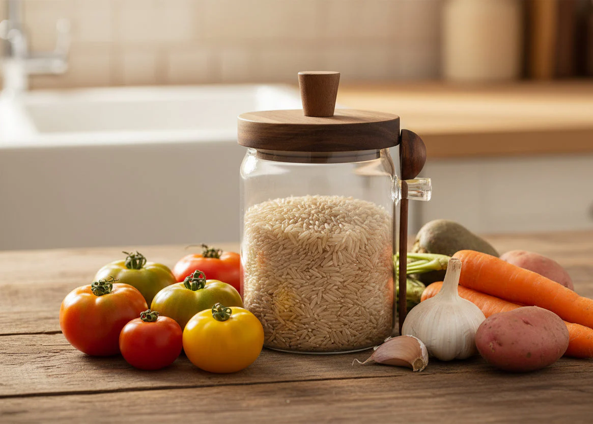 Bloomingville - Glass Canister with Wood Lid & Spoon