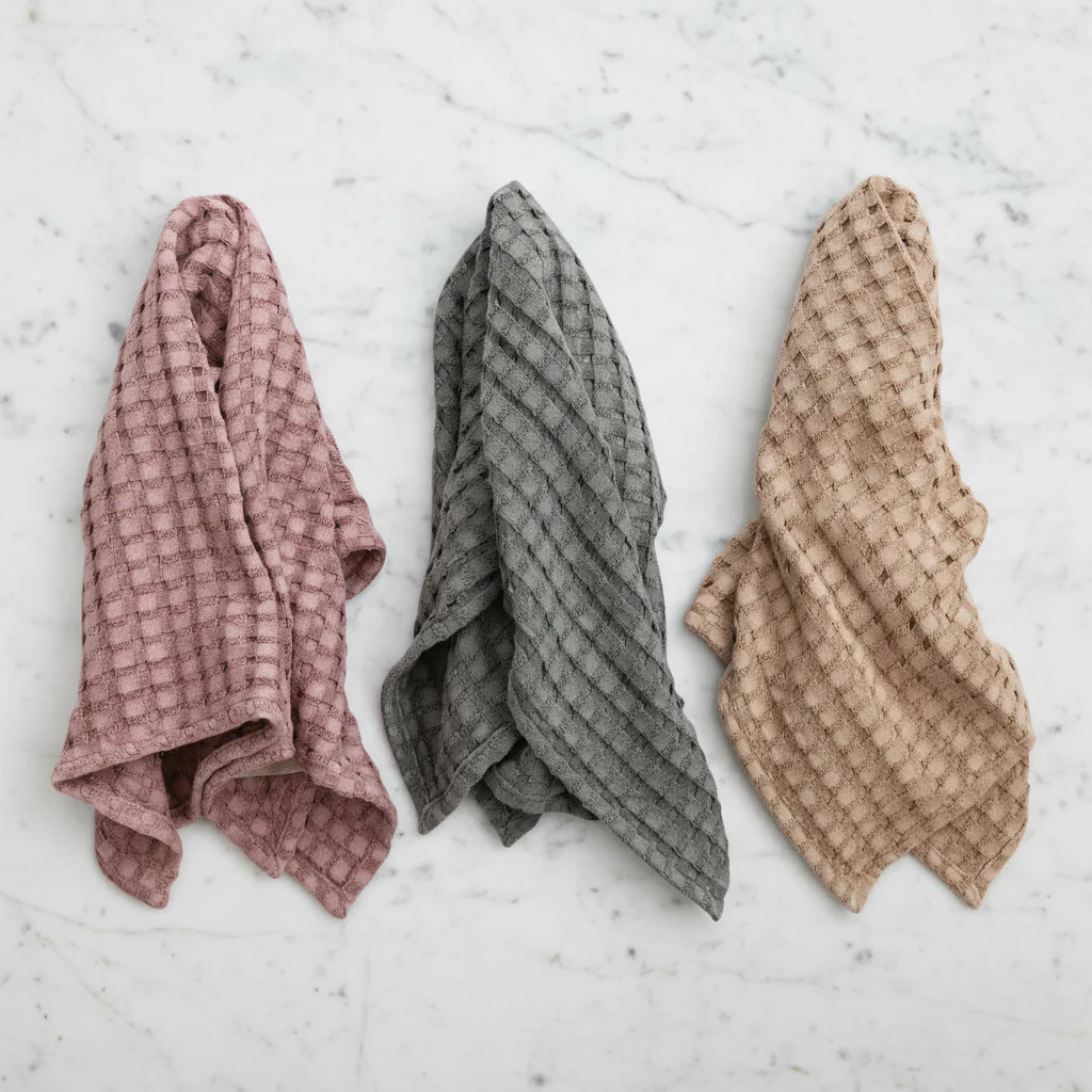 Bloomingville - Oversized Stonewashed Cotton Waffle Weave Tea Towel