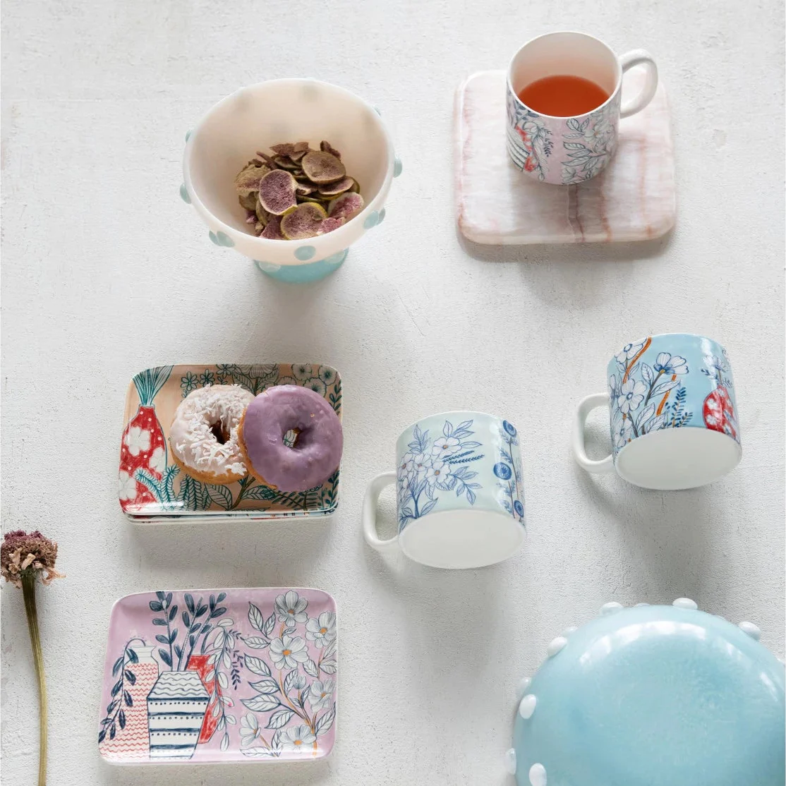 Bloomingville - Stoneware Mug with Flowers