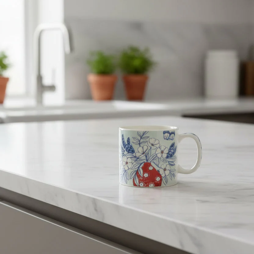 Bloomingville - Stoneware Mug with Flowers - Image 4