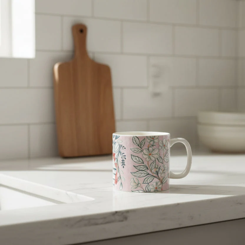 Bloomingville - Stoneware Mug with Flowers - Image 5