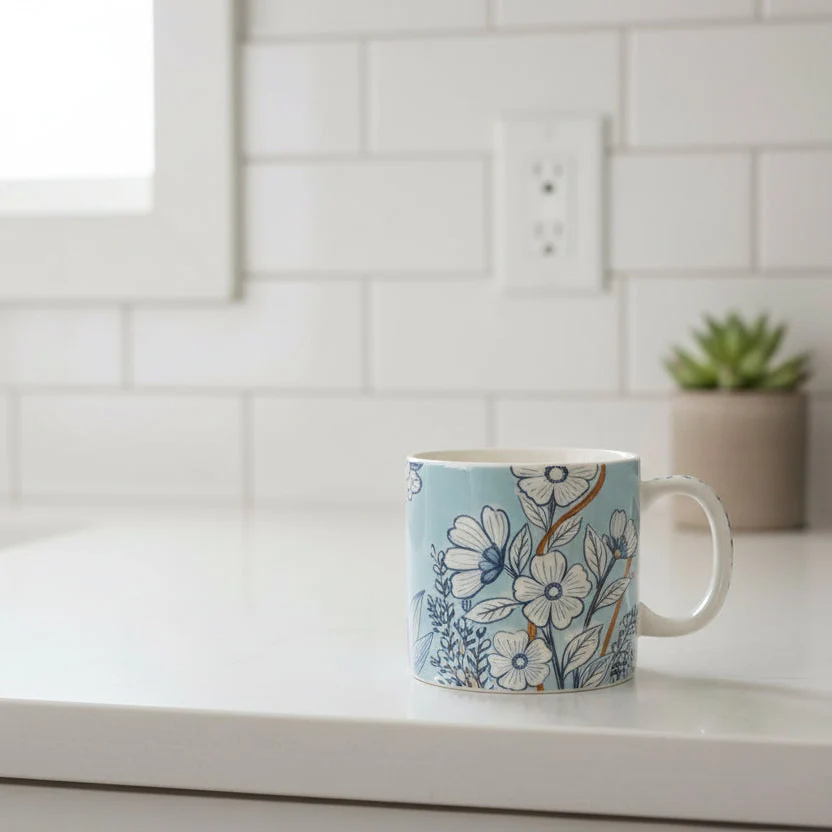 Bloomingville - Stoneware Mug with Flowers - Image 6