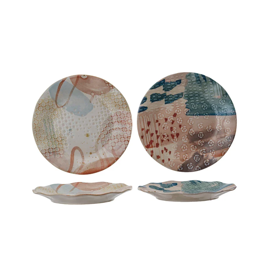 Bloomingville - Stoneware Plate with Abstract Design