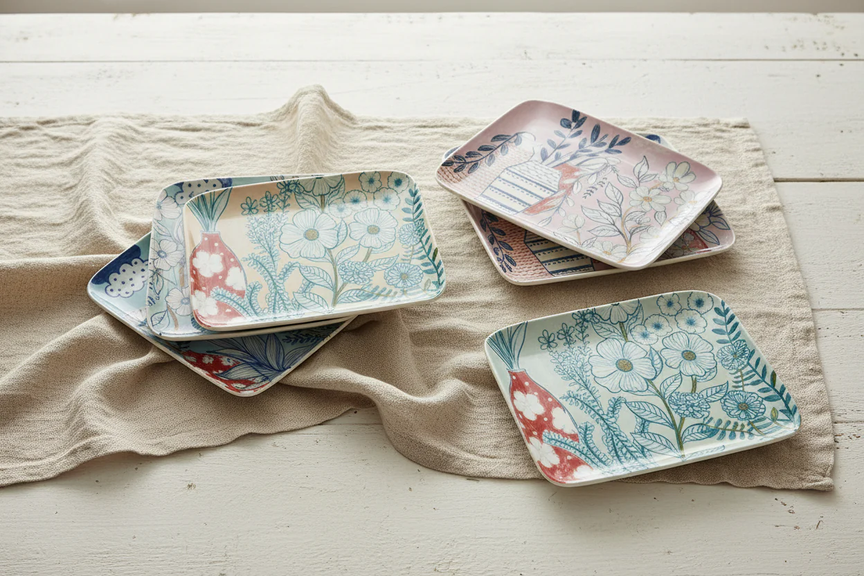 Bloomingville - Stoneware Plate with Flowers