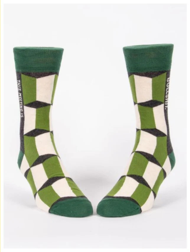 Blue Q - Men's Crew Socks, This Meeting is Bullshit - Image 3
