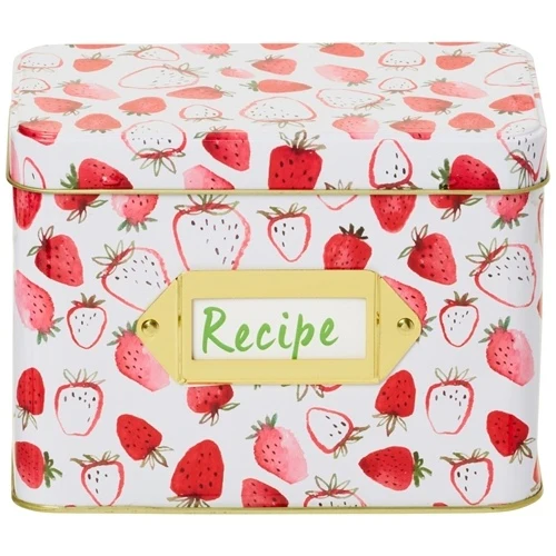 C.R. Gibson - Tin Recipe Box, Strawberry Fields - Image 2