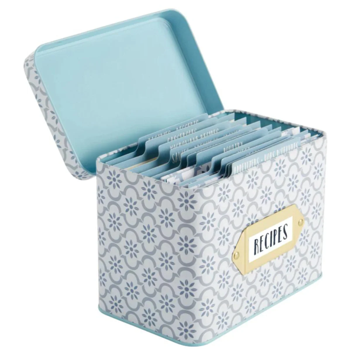 C. R. Gibson - Kitchen Recipe Tin Box, True Blue - Image 4