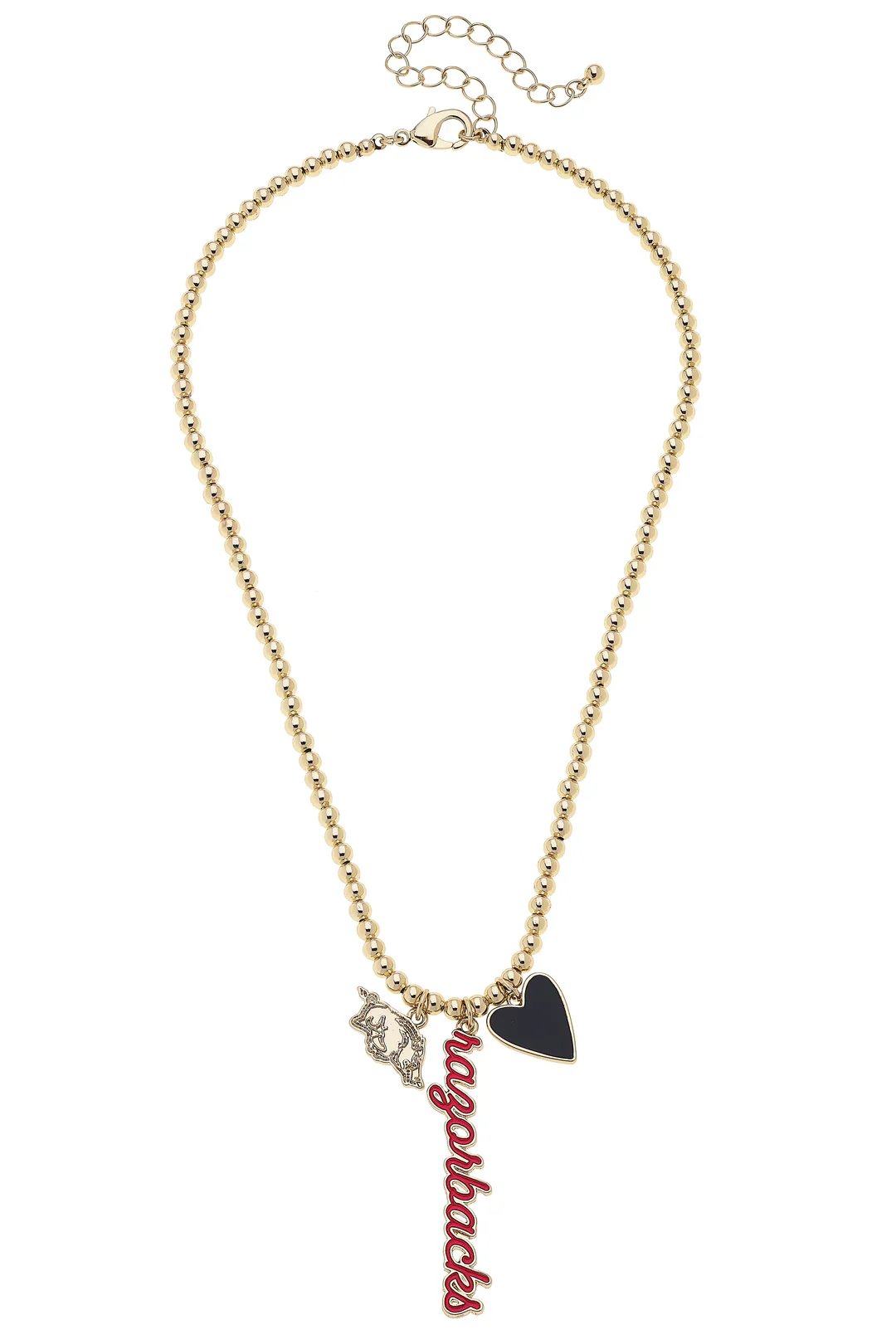 Canvas - Arkansas Razorback Ball Bead Charm Necklace