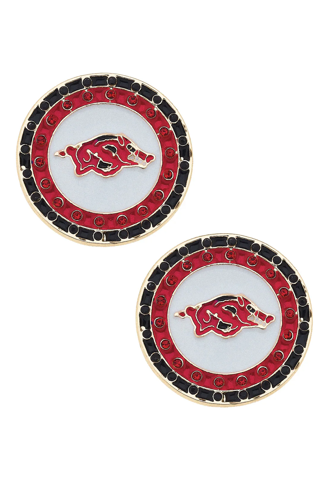 Canvas - Arkansas Razorbacks Disc Stud Earrings