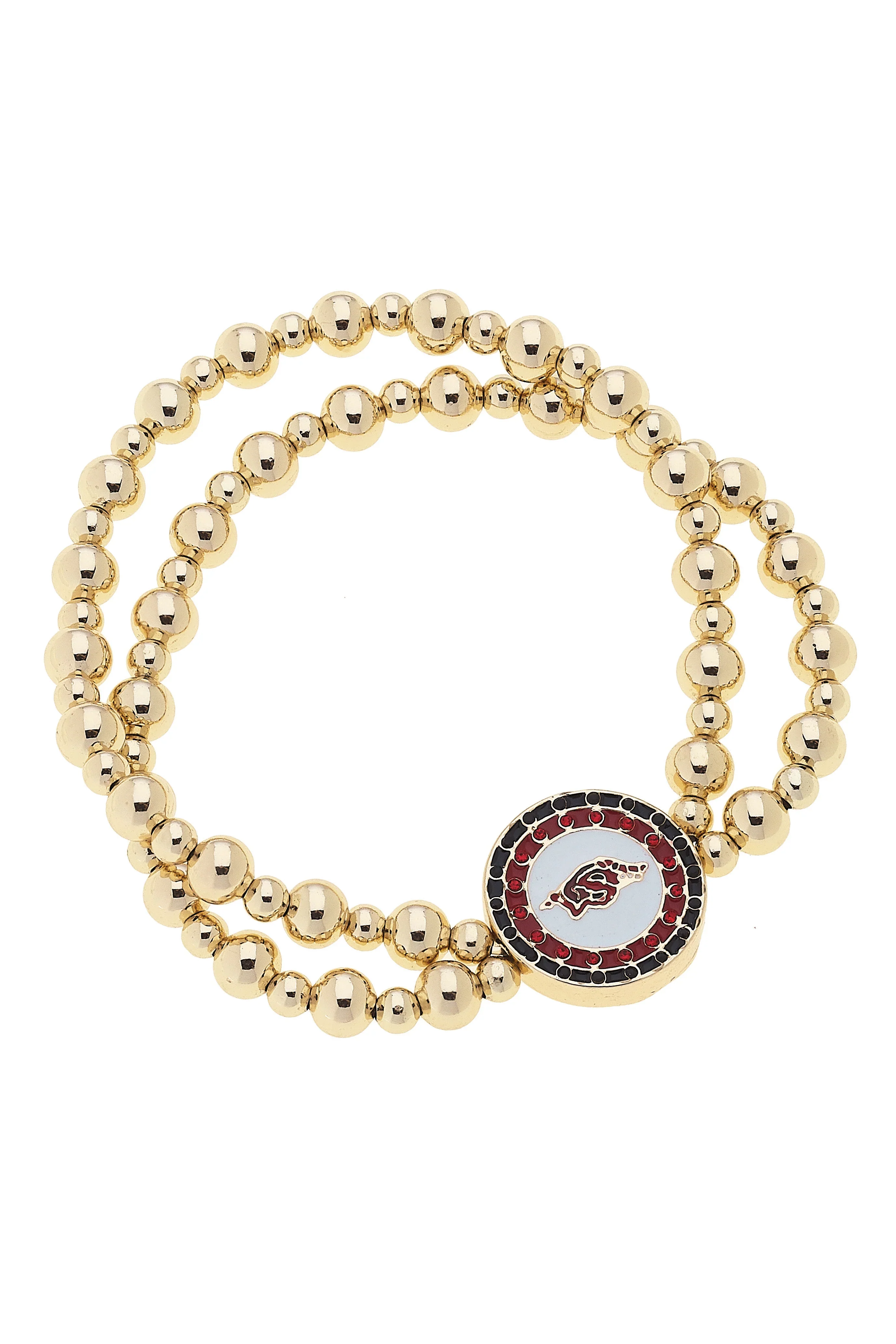 Canvas - Arkansas Razorbacks Two Strand Ball Bead Stretch Bracelet