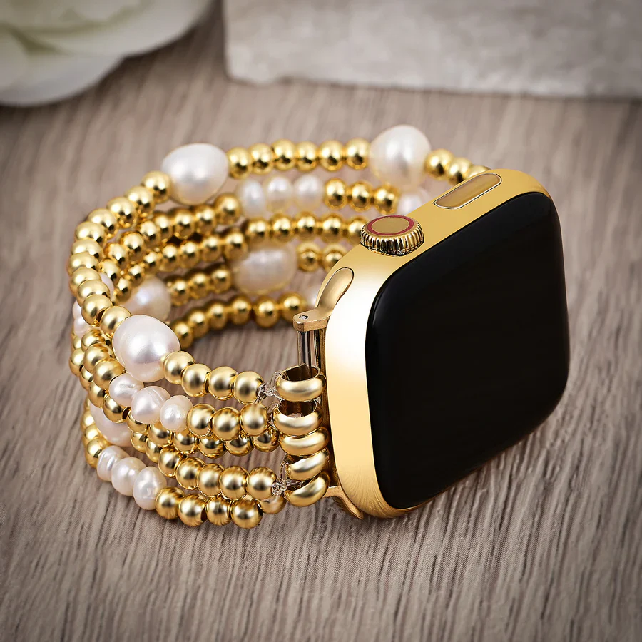 Cape Diablo - Apple Watch Strap, Stretch Gold & Pearl - Image 3