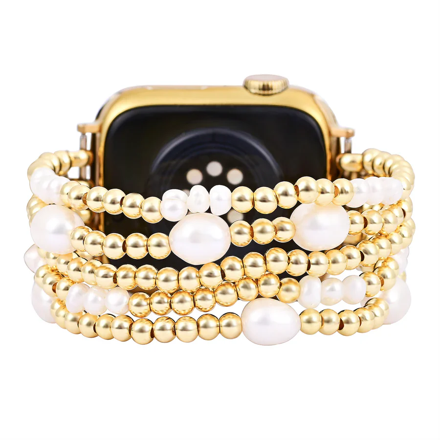 Cape Diablo - Apple Watch Strap, Stretch Gold & Pearl - Image 4