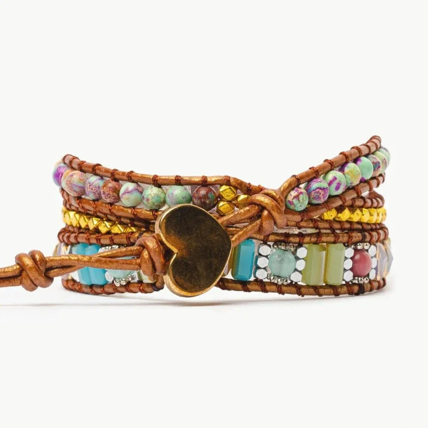 Cape Diablo - Beaded Wrap Bracelet, Healing Rhodochrosite - Image 3