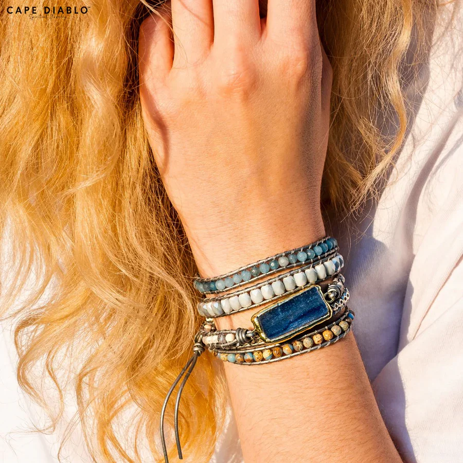 Cape Diablo - Beaded Wrap Bracelet, Healing Topaz - Image 2