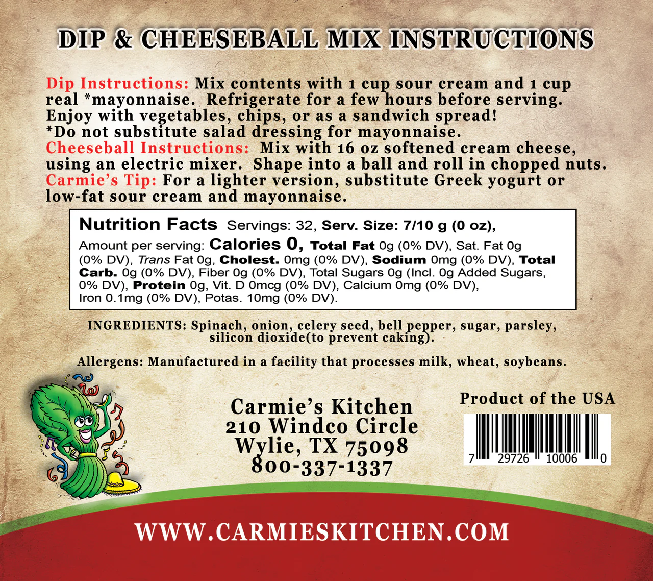 Carmie's Kitchen - Fiesta Spinach Dip Mix - Image 3