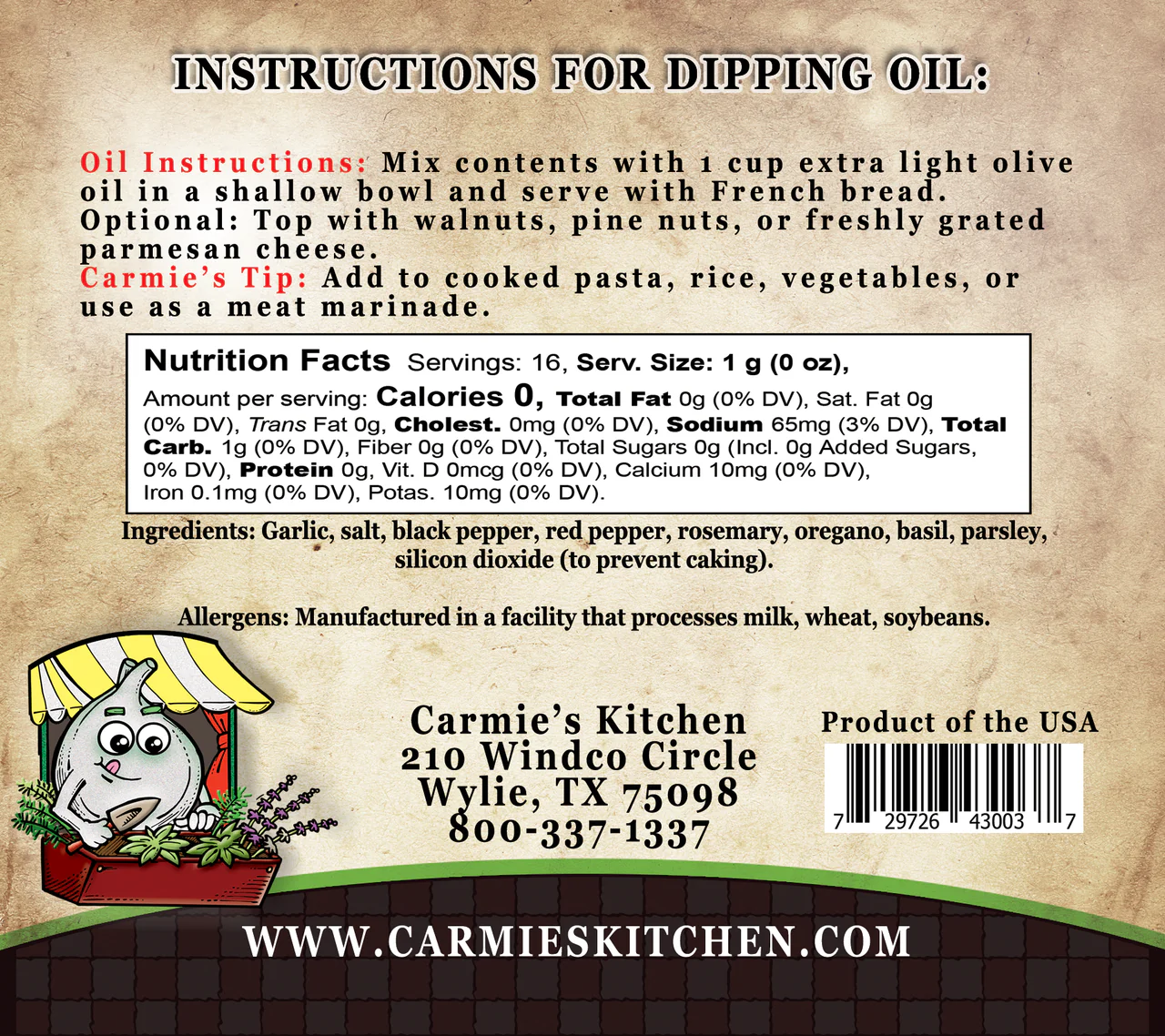 Carmie's Kitchen - Italian Herb Bread Dipping Oils Mix - Image 3