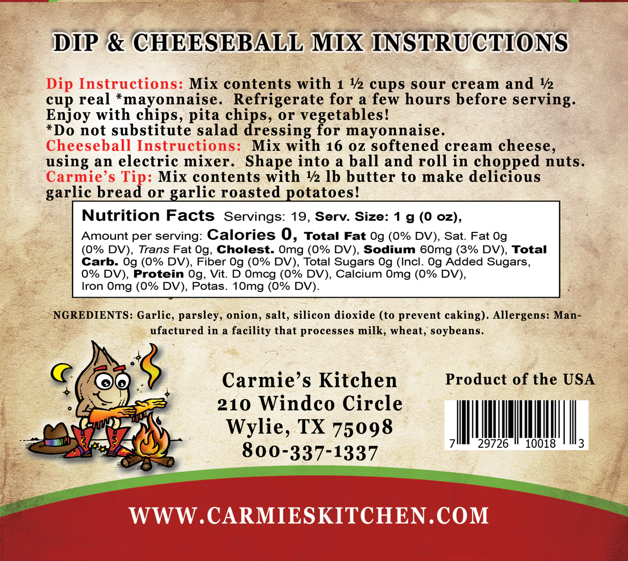 Carmie's Kitchen - Roasted Garlic Dip Mix - Image 3