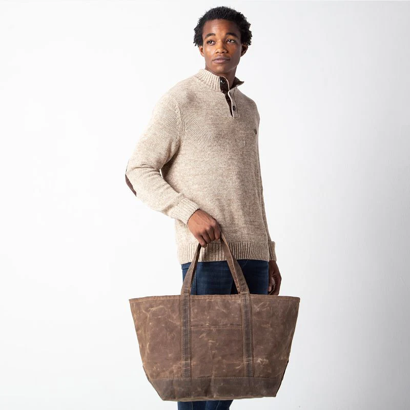 CB Station - Waxed Large Classic Tote, Khaki - Image 3