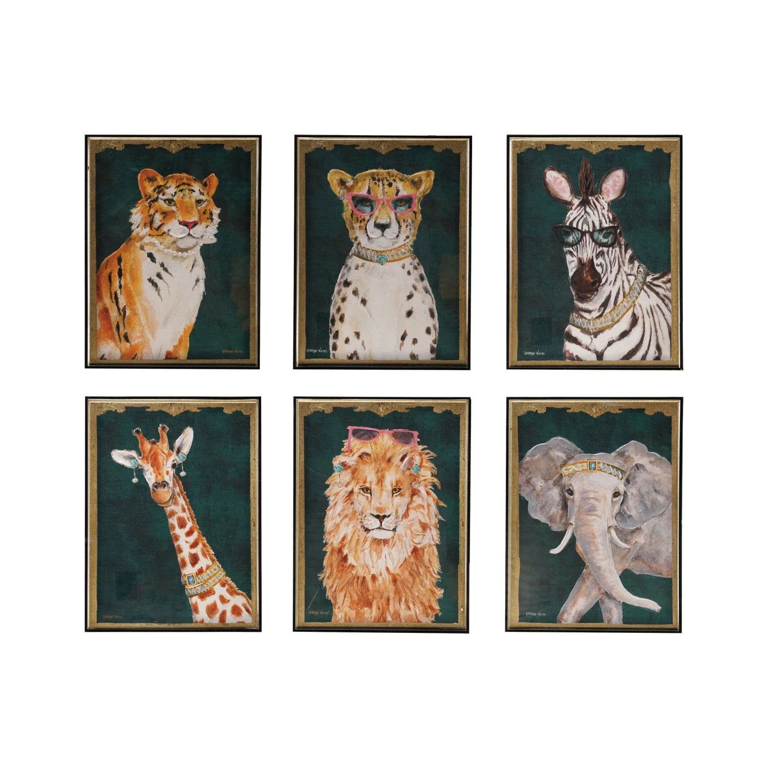 Creative Co-op - Animals with Accessories Wall Art