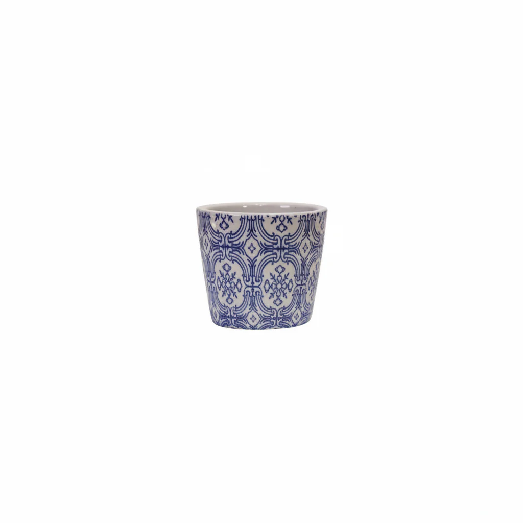 Creative Co-op - Blue Patterned Terracotta Planter - Image 3