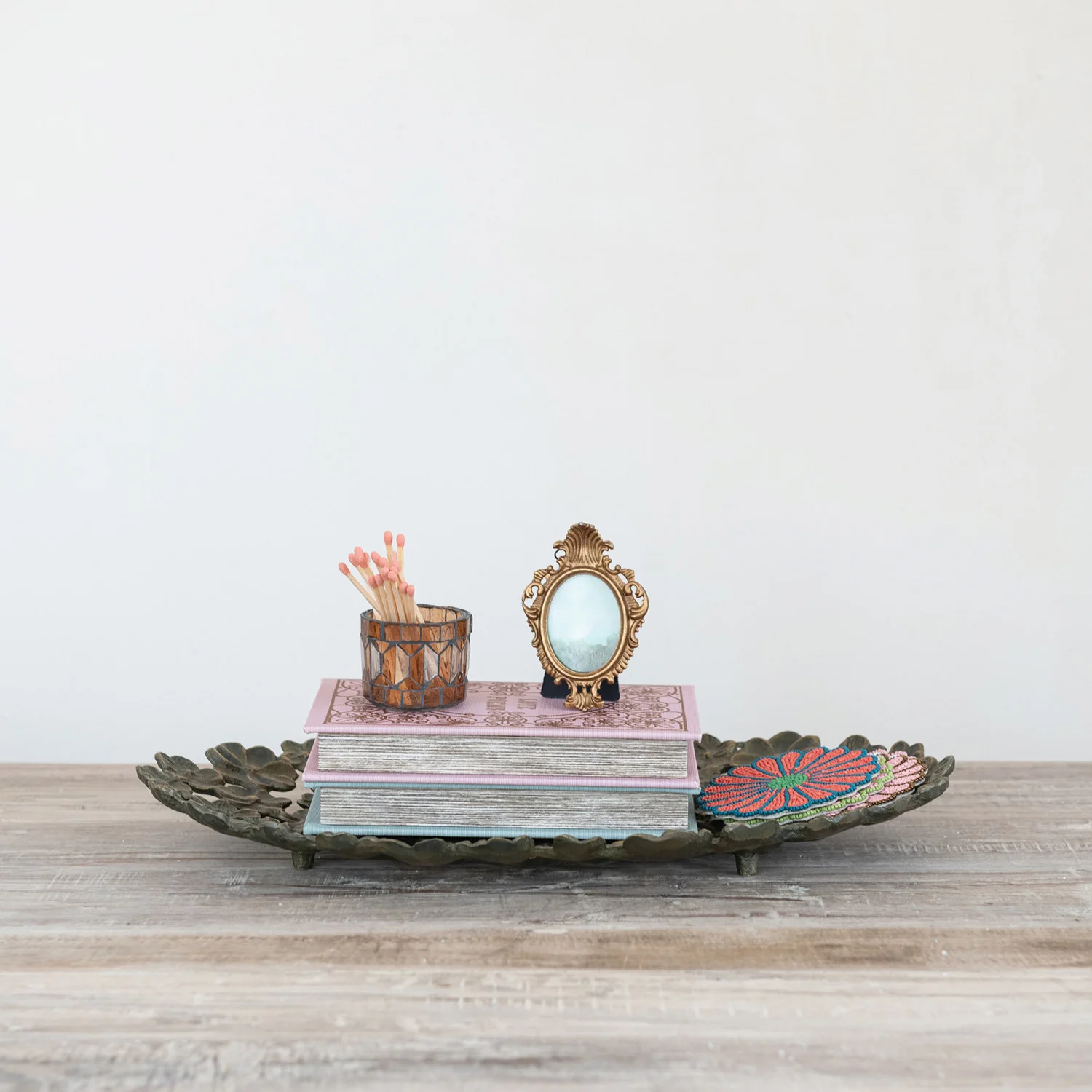 Creative Co-op - Cast Aluminum Tray with Flower Cut-Outs
