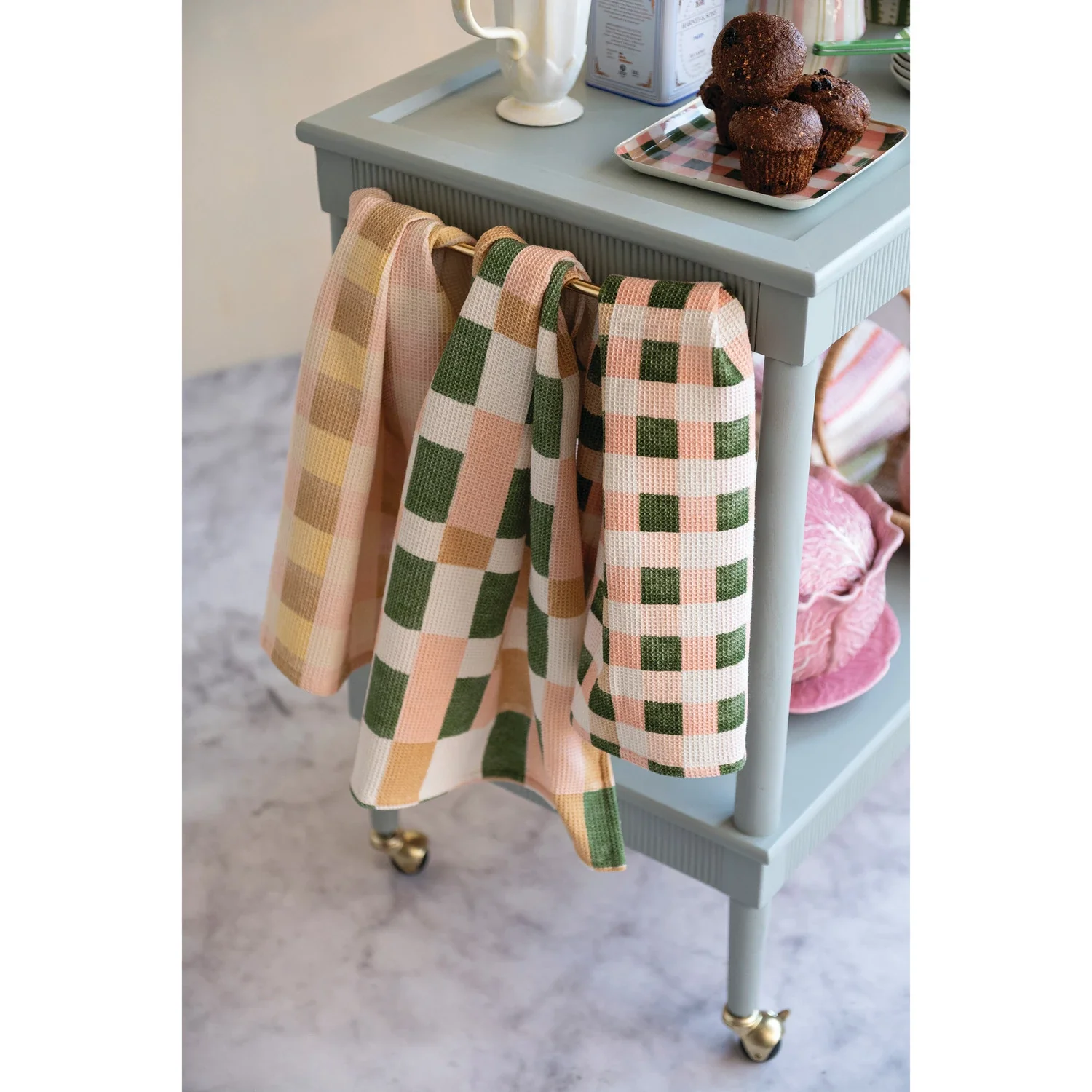 Creative Co-op - Checked Waffle Weave Tea Towel