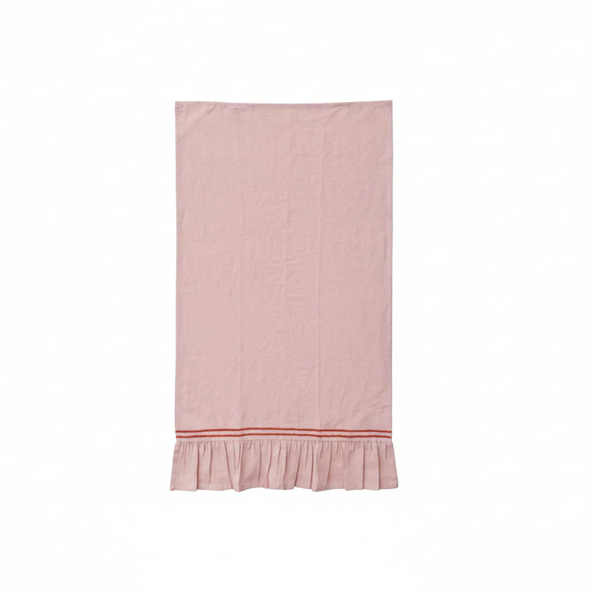 Creative Co-op - Linen Tea Towel with Embroidered Stripes & Ruffle - Image 2