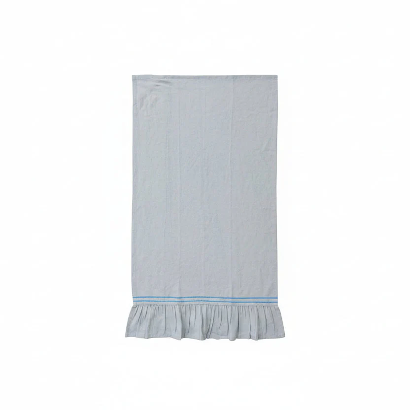 Creative Co-op - Linen Tea Towel with Embroidered Stripes & Ruffle - Image 3